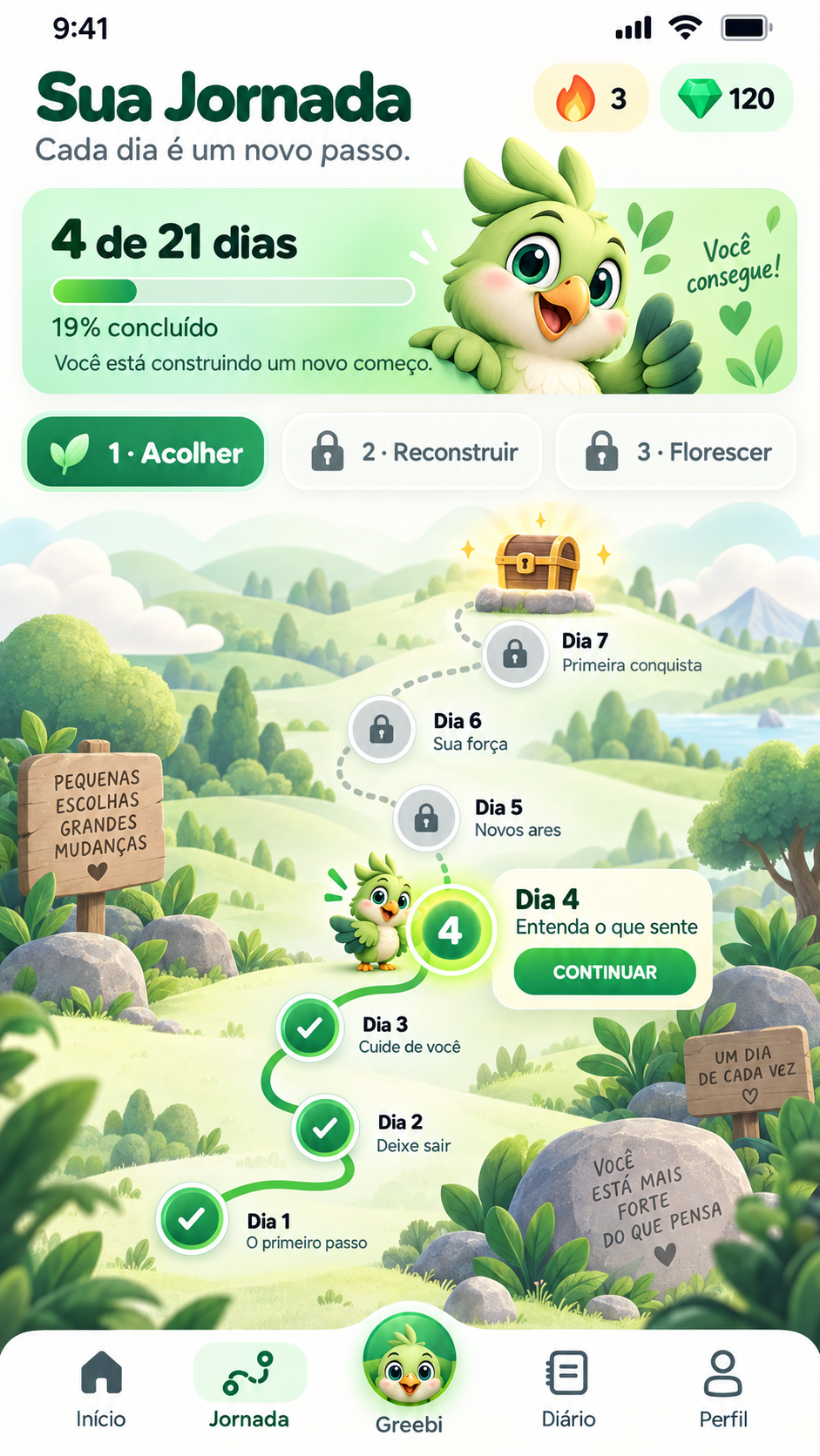 Tela do app Greebi